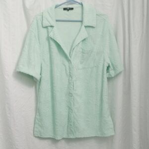 7 For All Mankind Light Green Terry Palm Shirt